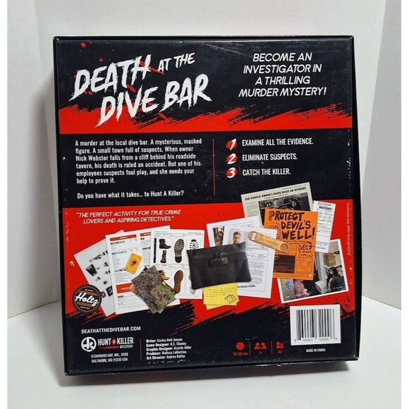 2020 GNOMISH HAT INC HUNT A KILLER MYSTERY DEATH AT THE DIVE BAR 100% COMPLETE - Picture 2 of 7
